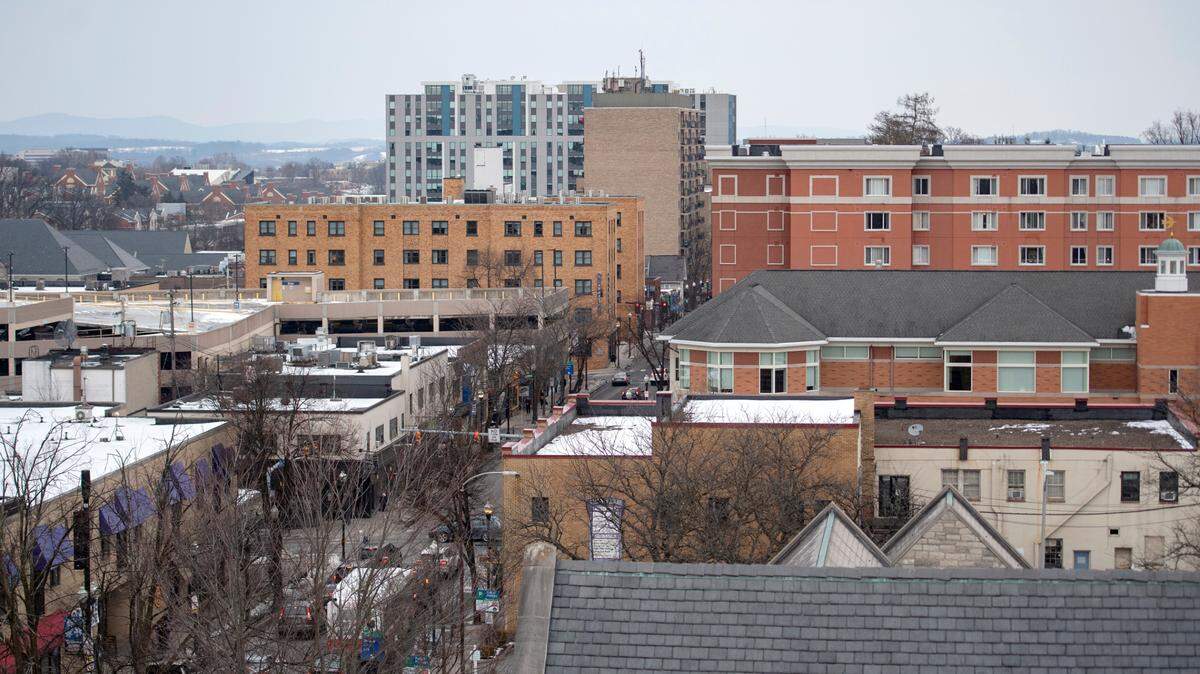 Looking along Beaver Avenue in downtown State College from the top of the Beaver Avenue Garage on Wednesday, Feb. 2, 2022.