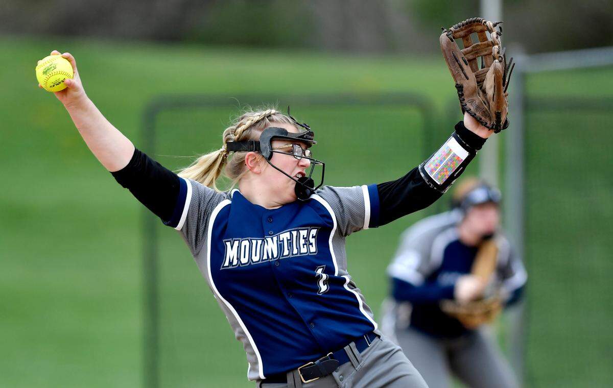 Philipsburg-Osceola’s Karissa Taylor pitches during the game against Bellefonte on Friday, April 16, 2021.