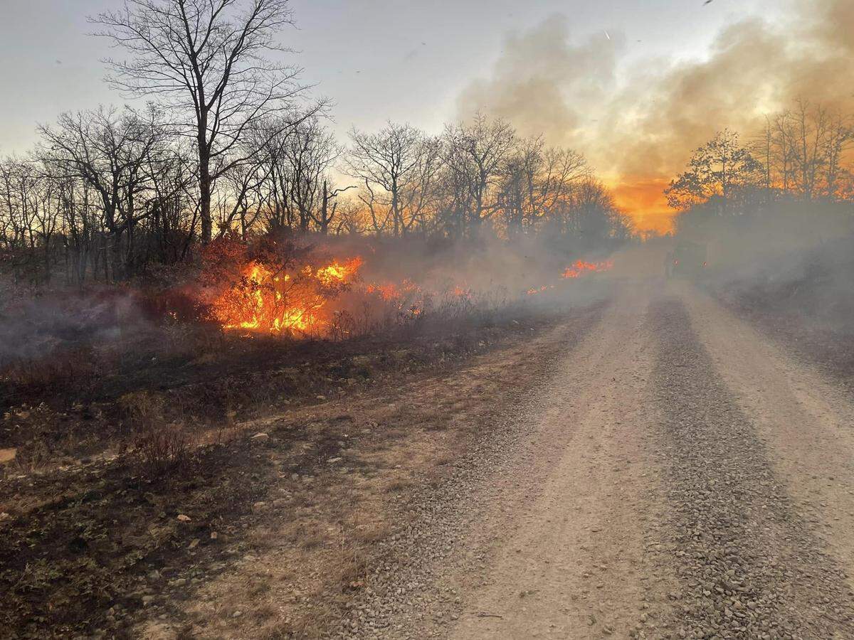 Fire companies in Centre and Clearfield counties responded to an out-of-control control fire on Sandy Ridge mountain on Wednesday, November 9, 2022.