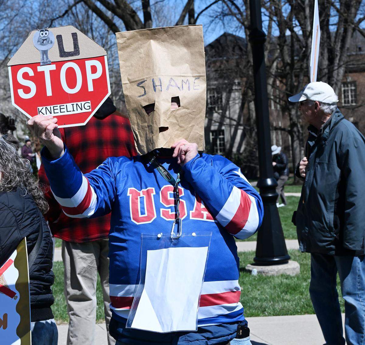Thousands of people gathered on Old Main lawn for the No Kings anti-Trump rally on Saturday.