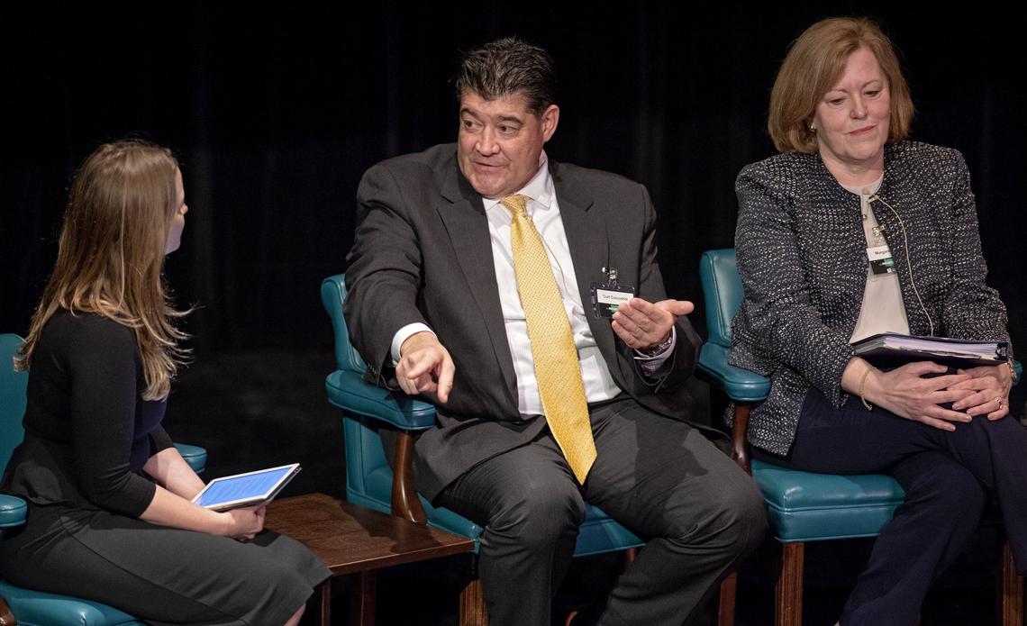 Curt Coccodrilli, the state director for the USDA Rural Development in Pennsylvania speaks during the Pennsylvania Priorities event by the Centre Daily Times to discuss the rural broadband crisis on Wednesday, April 24, 2019 at the State Theatre.