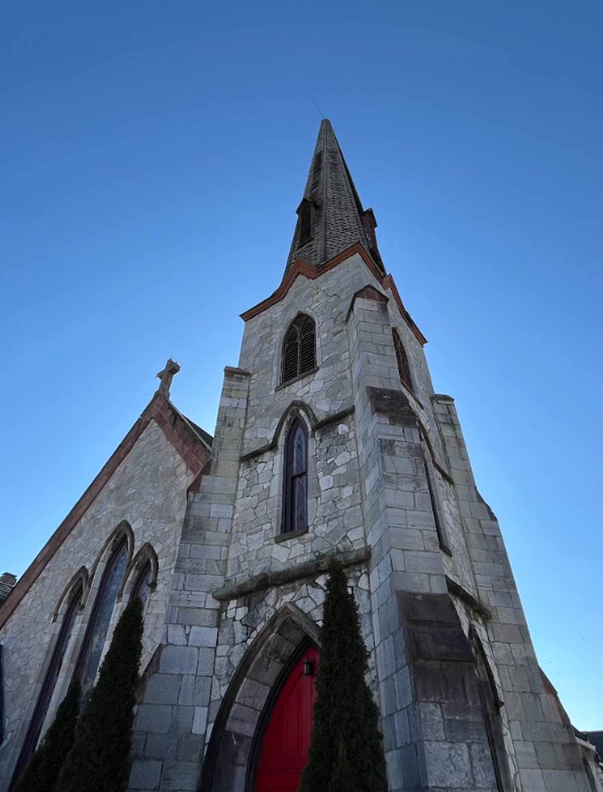 The historic, original steeple of St. John’s Episcopal Church in Bellefonte was damaged in a storm last year.