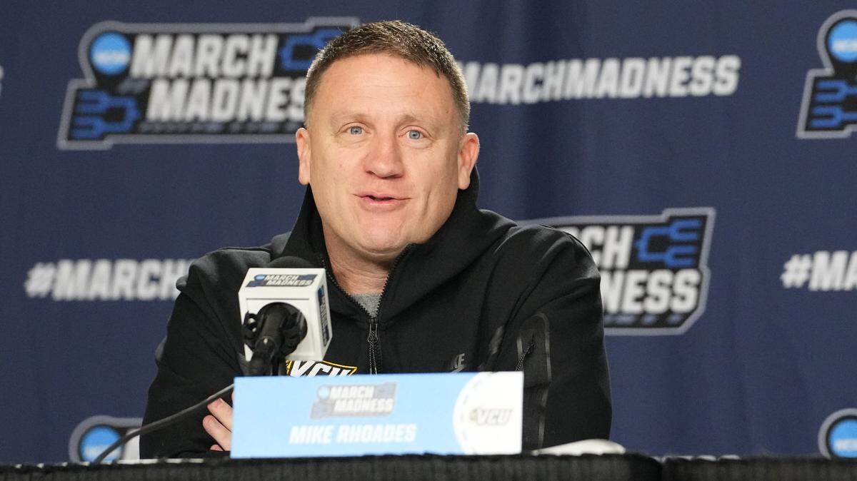 VCU head coach Mike Rhoades speaks during a press conference at MVP Arena March 16, 2023. He is expected to be named Penn State’s next men’s basketball coach. (Photo by Gregory Fisher-USA TODAY Sports)