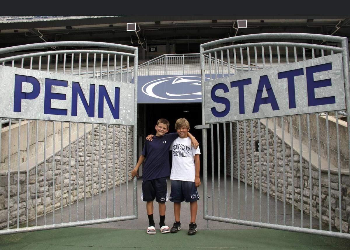 Nolan (right) and Hayden (left) visit Beaver Stadium as kids with their family.