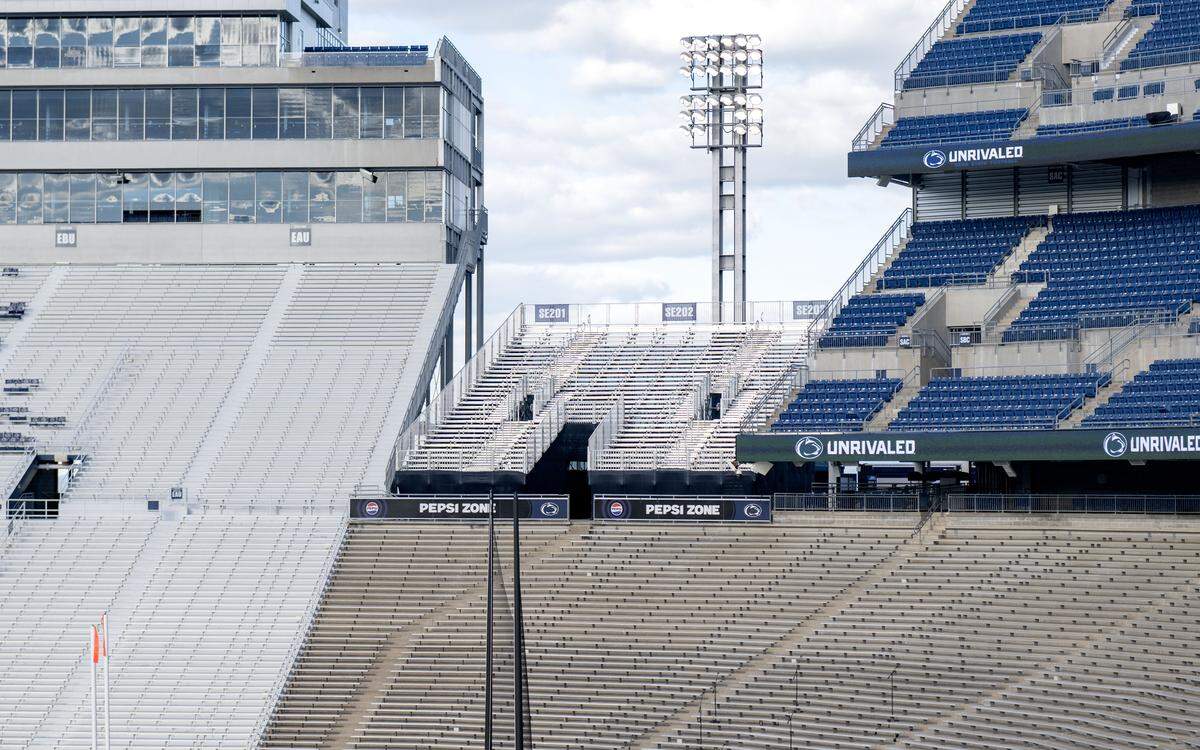 A set of temporary stands at Beaver Stadium on Friday, Aug. 29, 2025.  