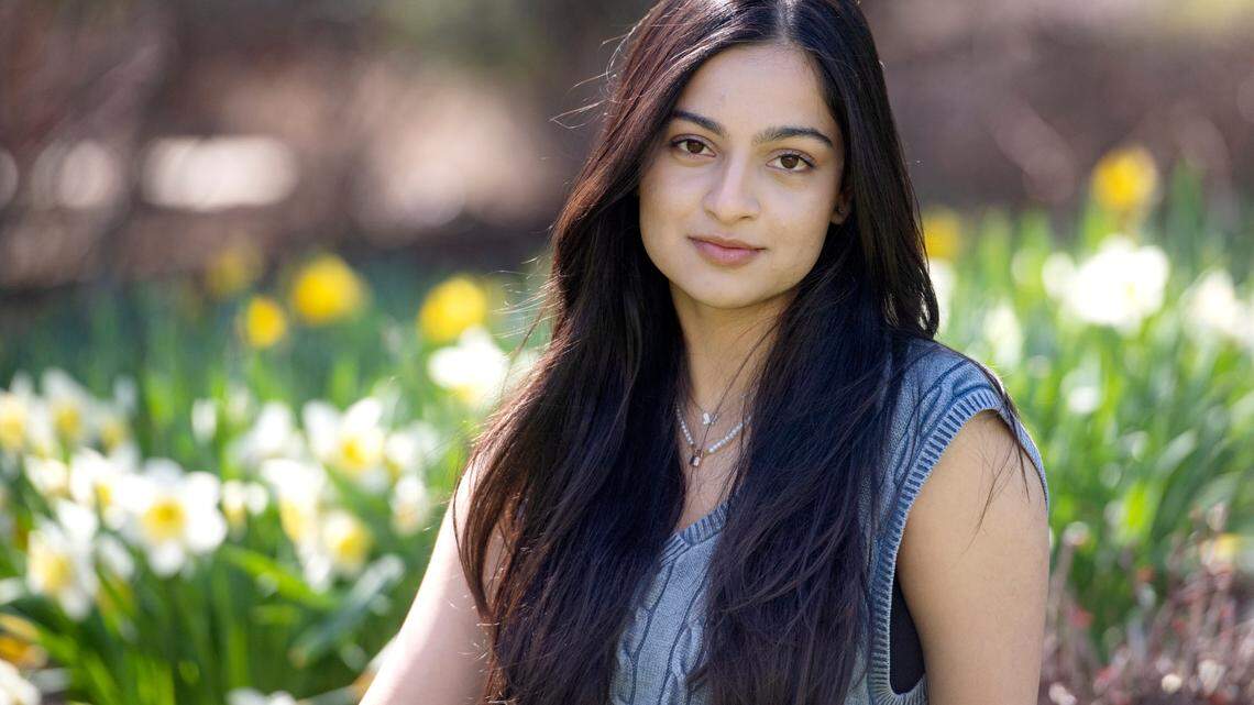 Esha Pathak at the Hintz Family Alumni Center gardens on the Penn State campus on April 12.