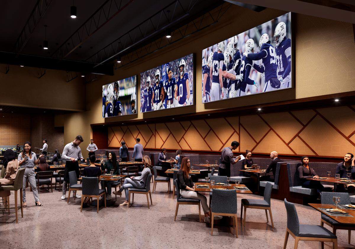 A rendering of Happy Valley Casino’s sports-themed restaurant Aces Social ahead of its anticipated April opening.