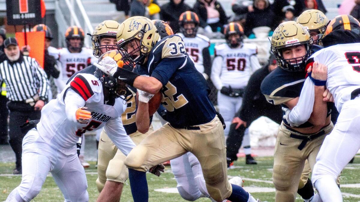 Seen here on offense are Bald Eagle’s two All-State linebackers; Blake Roberts is getting a key block from Kael Gardner.