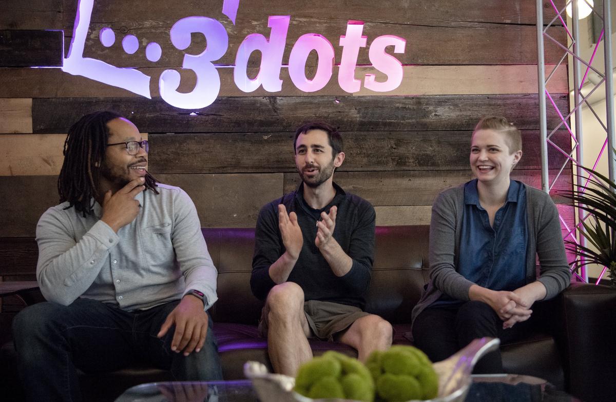 3 Dots Innovation Direction Spud Marshall talks about the initiative with Jason Brown and Harvey Weidman in the space on Beaver Avenue on Thursday, May 30, 2019.