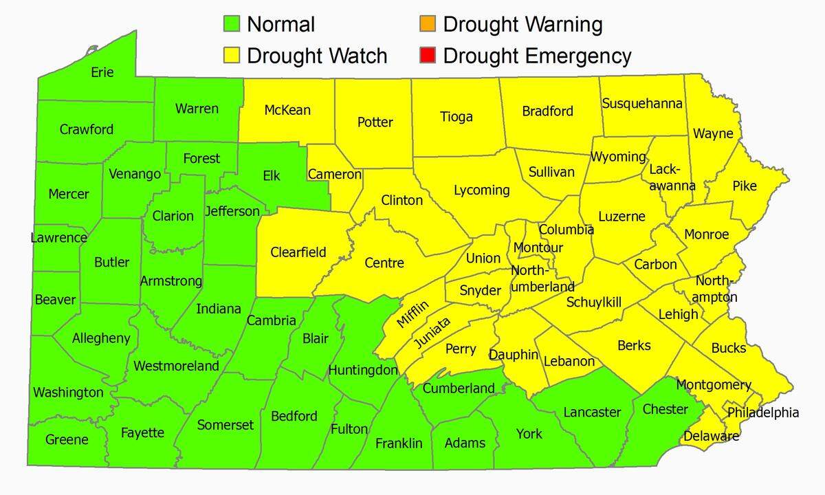 Thirty-six Pennsylvania counties are under a drought watch.