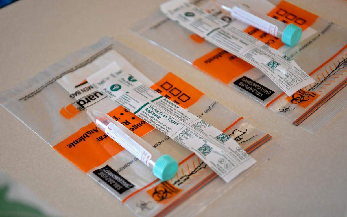 Coronavirus tests ready to be administered at the AMI Centre County COVID-19 testing site on Wednesday.