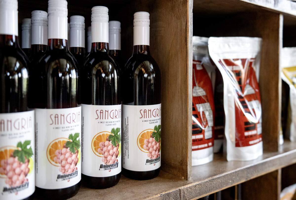 Sangria is a popular item at University Wine Company. Customers can purchase it in a bottle or in a U-Freeze bag that goes in the freezer and is served as a slushy.  