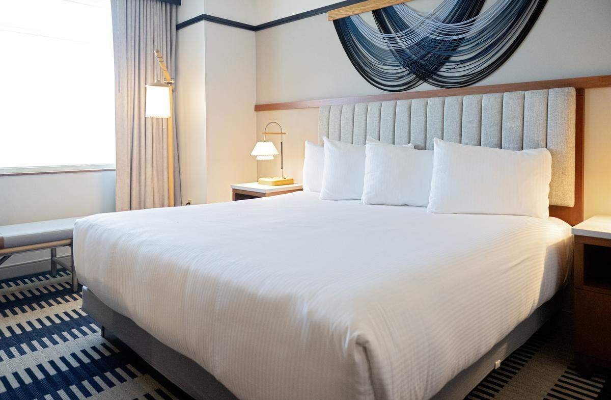 A king deluxe room at the Penn Stater Hotel and Conference Center on Thursday, Oct. 9, 2025.  