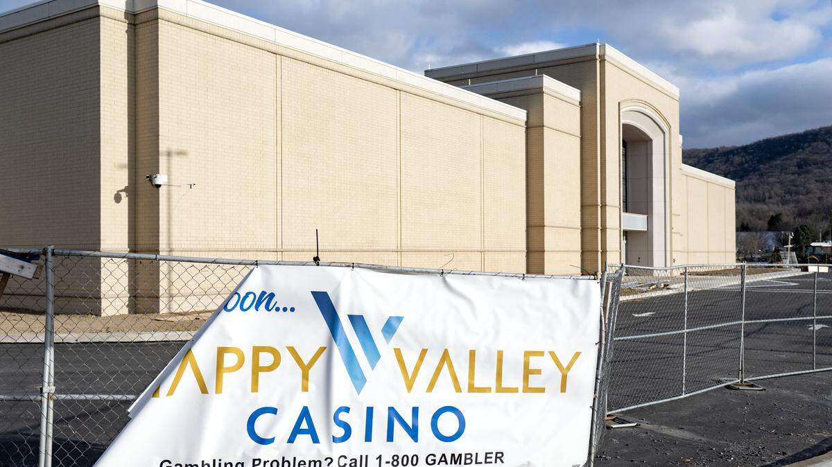 A sign for the Happy Valley Casino hangs on a fence of the property on Tuesday, Dec. 30, 2025.