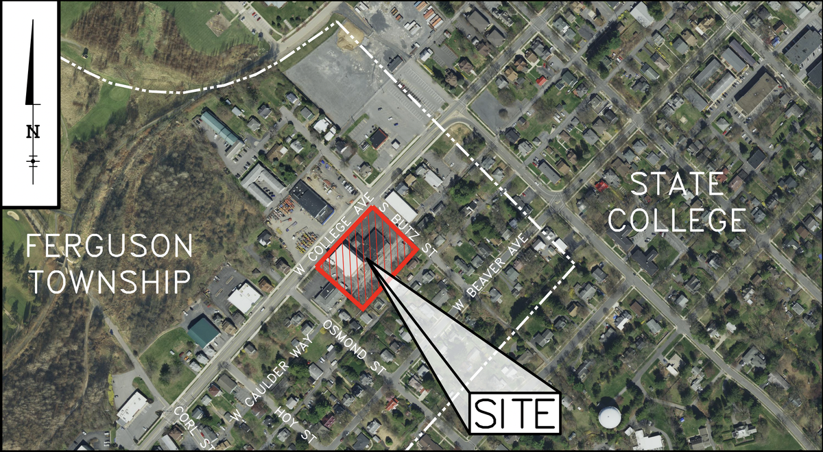 A 7-floor, 107-unit mixed-use building along West College Avenue is under review at Ferguson Township. The plan proposes the construction of a 75 foot, 222,548 square foot mixed-use building at 1004/1006 West College Avenue in State College.