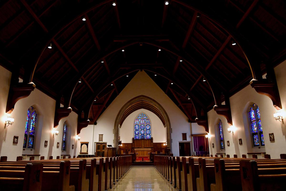 A quiet sanctuary at St. Andrew’s Episcopal Church on Friday, April 10, 2020. The church has been doing all of its services online.