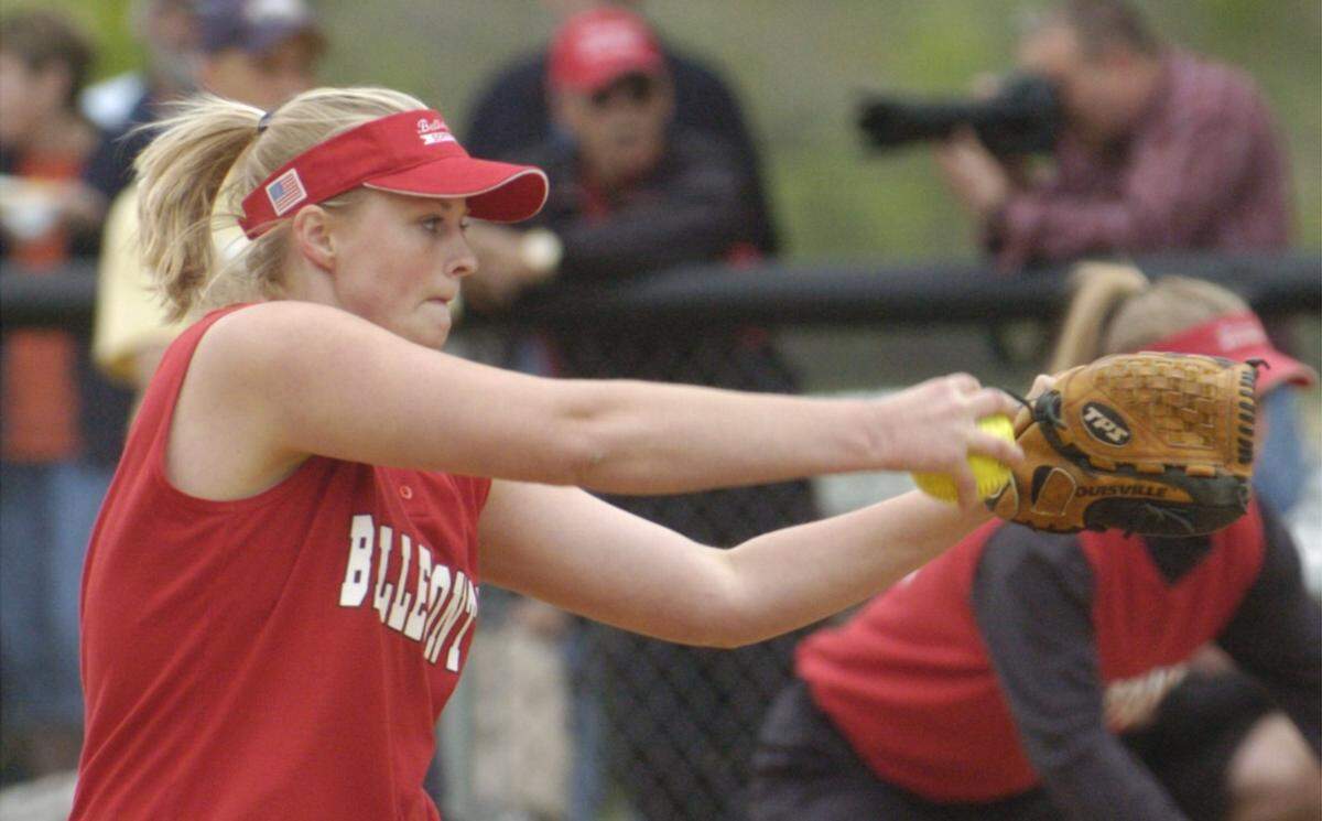 Bellefonte starting pitcher Laura Caldwell fires to the plate against Bald Eagle Area on Monday, May 16, 2005.