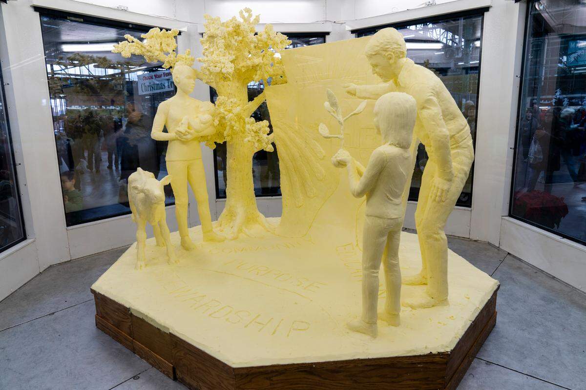 The butter sculpture is displayed at the Pennsylvania Farm Show in Harrisburg.