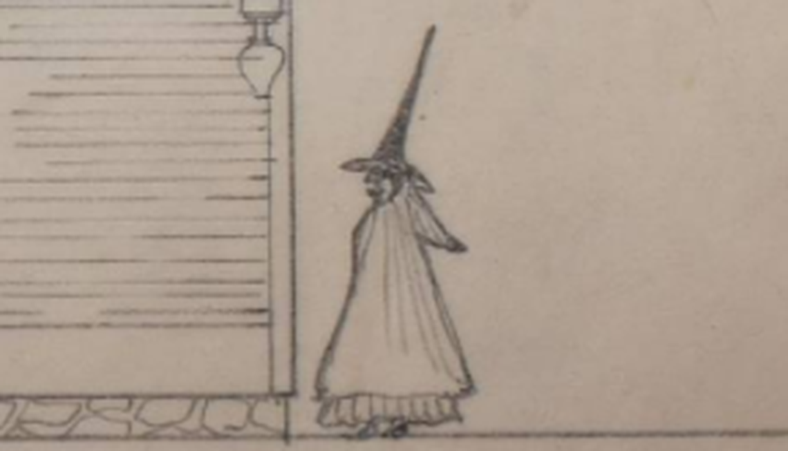 Why did a young architect include this drawing of a stereotypical witch in century-old renovation plans for at Saugus Iron Works National Historic Site.