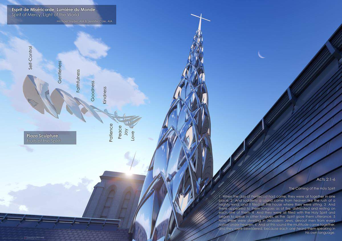 The proposed spire design for Notre-Dame submitted by Penn State alumni and architects Michael Snyder and Jennifer Cole.