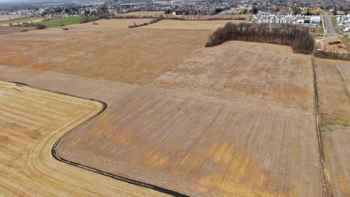 An aerial view of the land where Whitehall Road Regional Park is planned to be built in Ferguson Township on Tuesday, March 23, 2021.