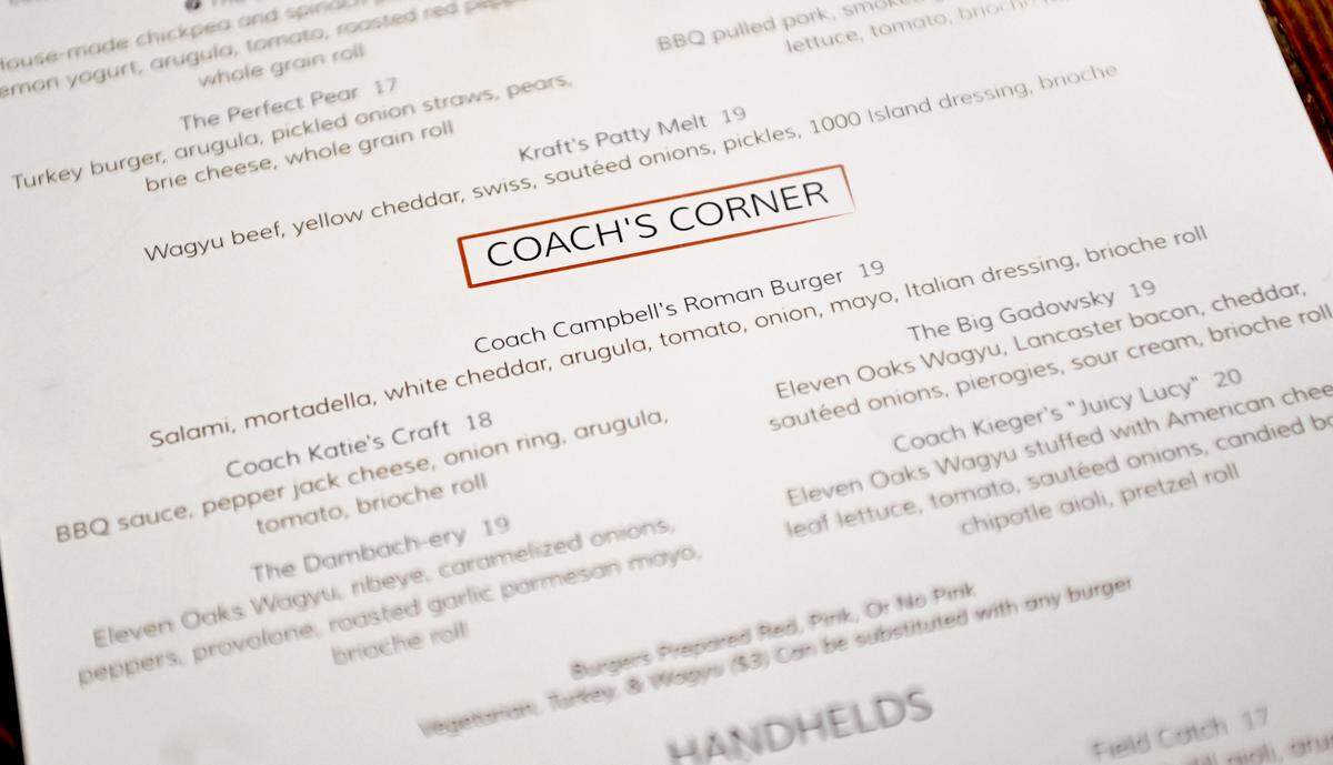 Penn State football coach Matt Campbell’s burger is the latest addition to The Field’s Coach’s Corner menu.