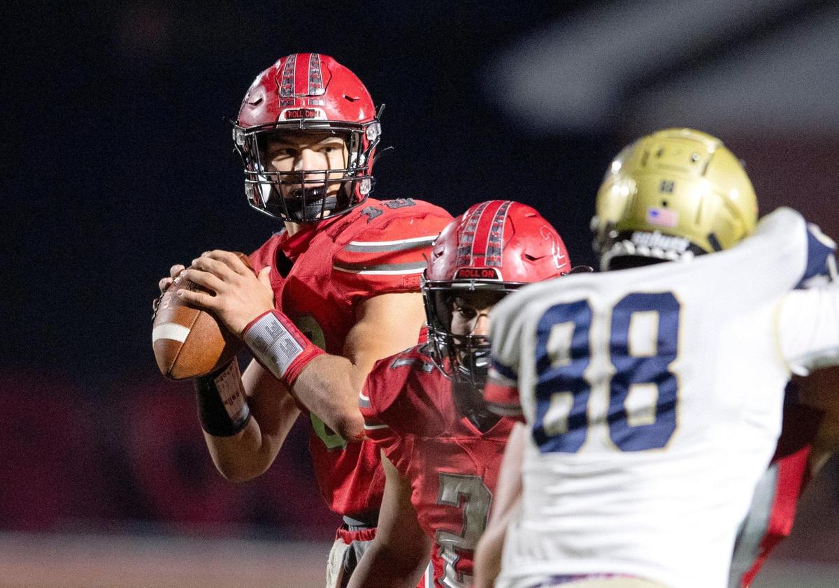 Bellefonte’s Ethan Rossman looks to make a pass during the game against Bald Eagle Area on Friday, Oct. 16, 2020.