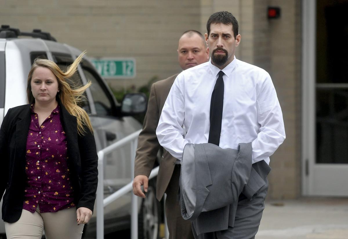 Matthew Dreibelbis leaves the Centre County Courthouse after the first day of his trial on Monday, Sept. 24, 2018.  Dreibelbis was found guilty of killing Jeremy Cantolina in Snow Shoe in August 2017.