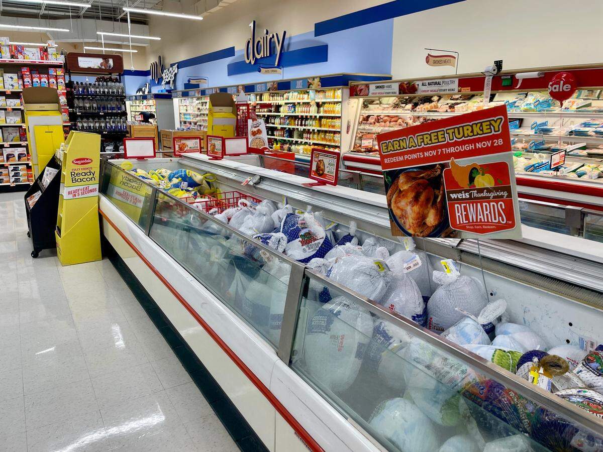 The Weis at 1471 Martin St. in State College offers free or discounted frozen turkey for those who redeem rewards points in November.
