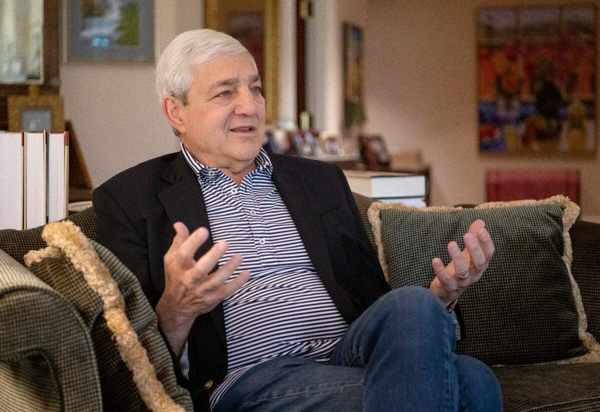 Graham Spanier talks about his book, “In the Lions Den,” at his home on Thursday, Sept. 8, 2022.
