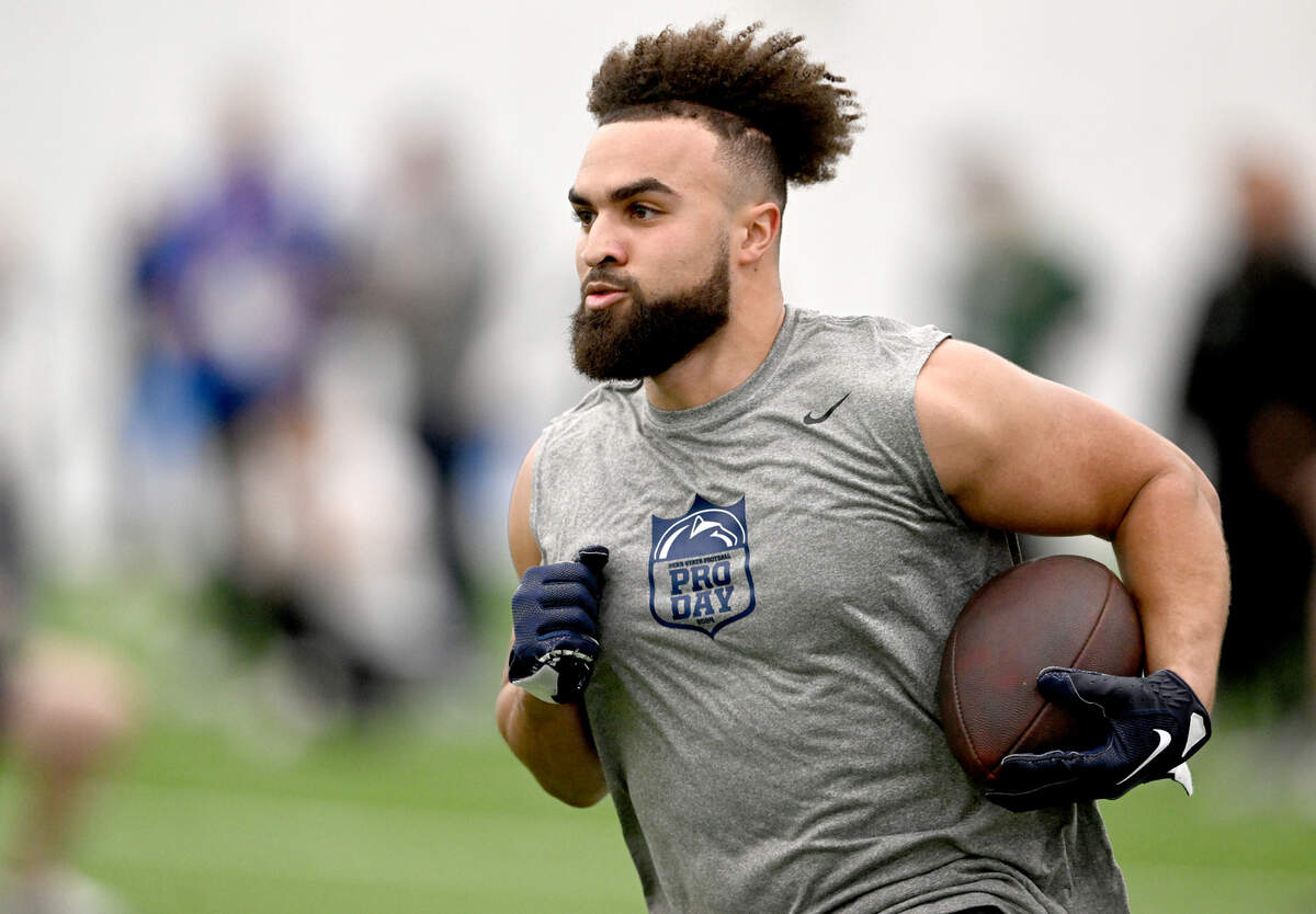 Runing back Trey Potts during Penn State’s Pro Day on Friday, March 15, 2024 in Holuba Hall.