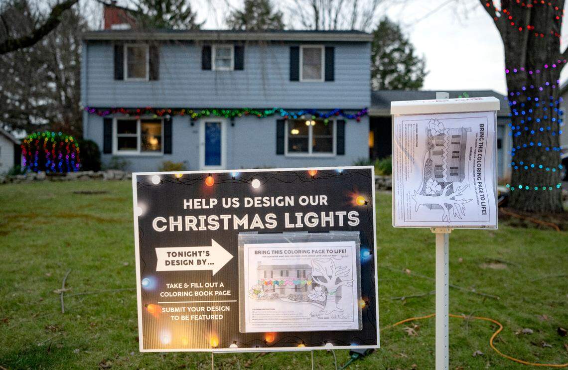 Community members are invited to design the holiday lights at Spud Marshall’s home in Boalsburg. A different coloring page will come to life each night.
