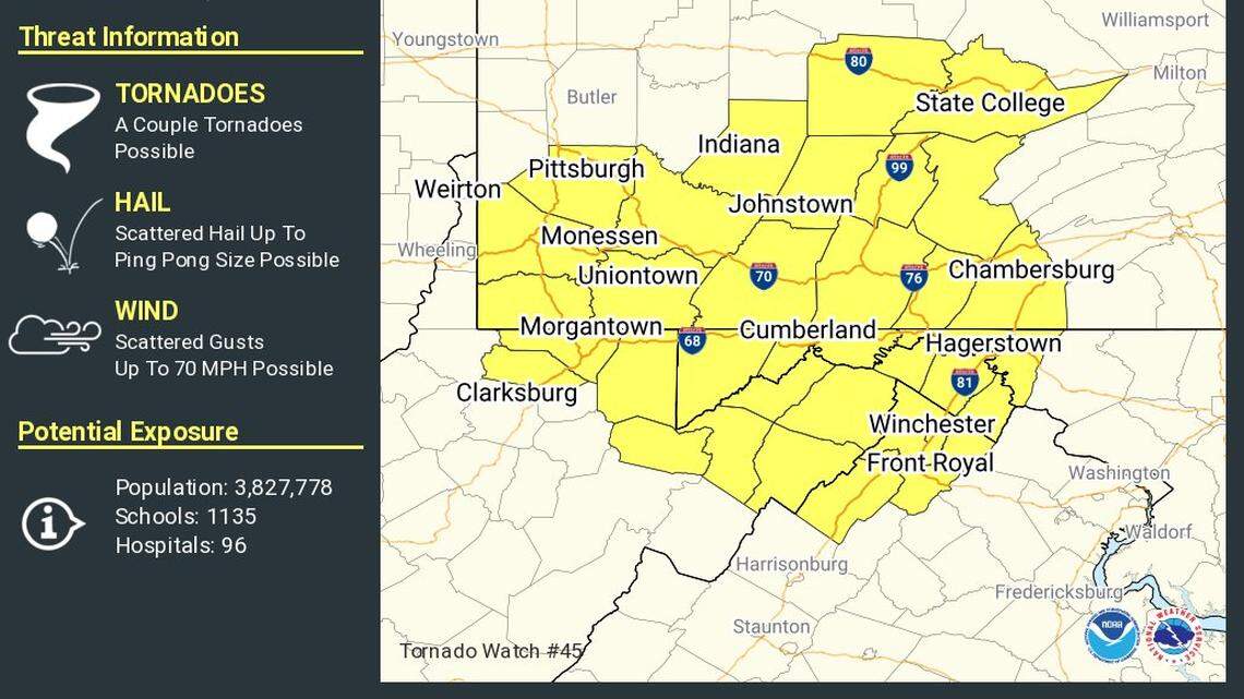 Tornado watch issued as storms cross Centre County. Here’s what to know