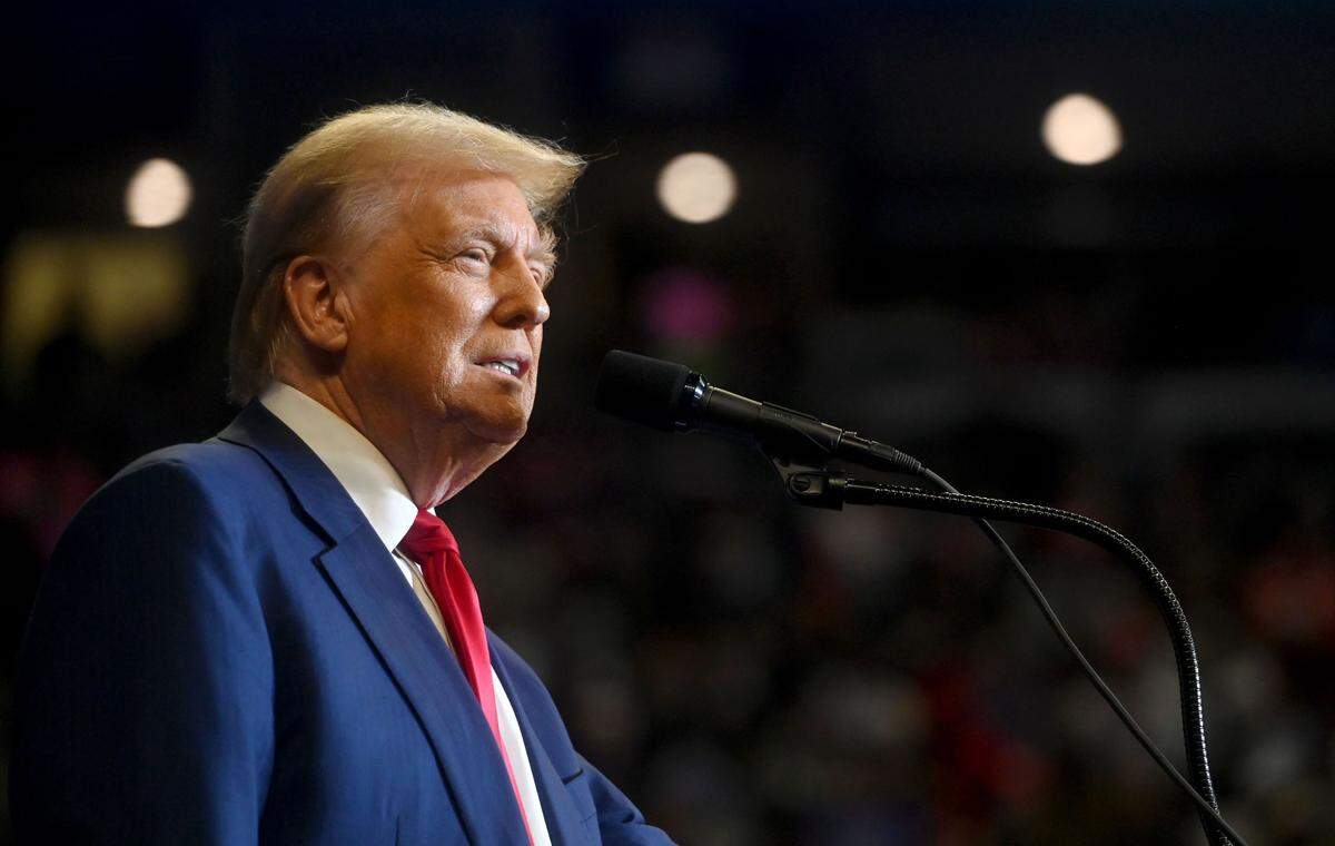 Donald Trump speaks during his rally at the Bryce Jordan Center on Oct. 26, 2024.