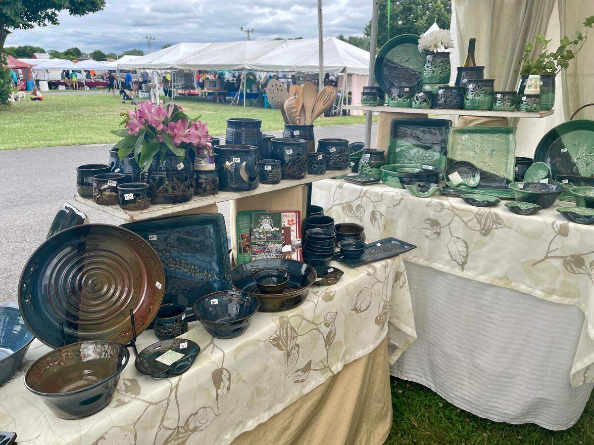 Tent No. 49 at the 2024 People’s Choice Festival features dozens of items from Pottery by Bachert of Zionsville, Pennsylvania.