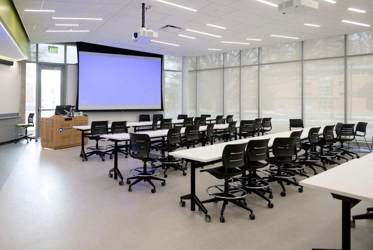 A classroom in the Susan Welch Liberal Arts Building on the Penn State campus on Wednesday, Feb. 19, 2025. The classroom has an attached area to store bones and archaeological artifacts for easy access during classes.