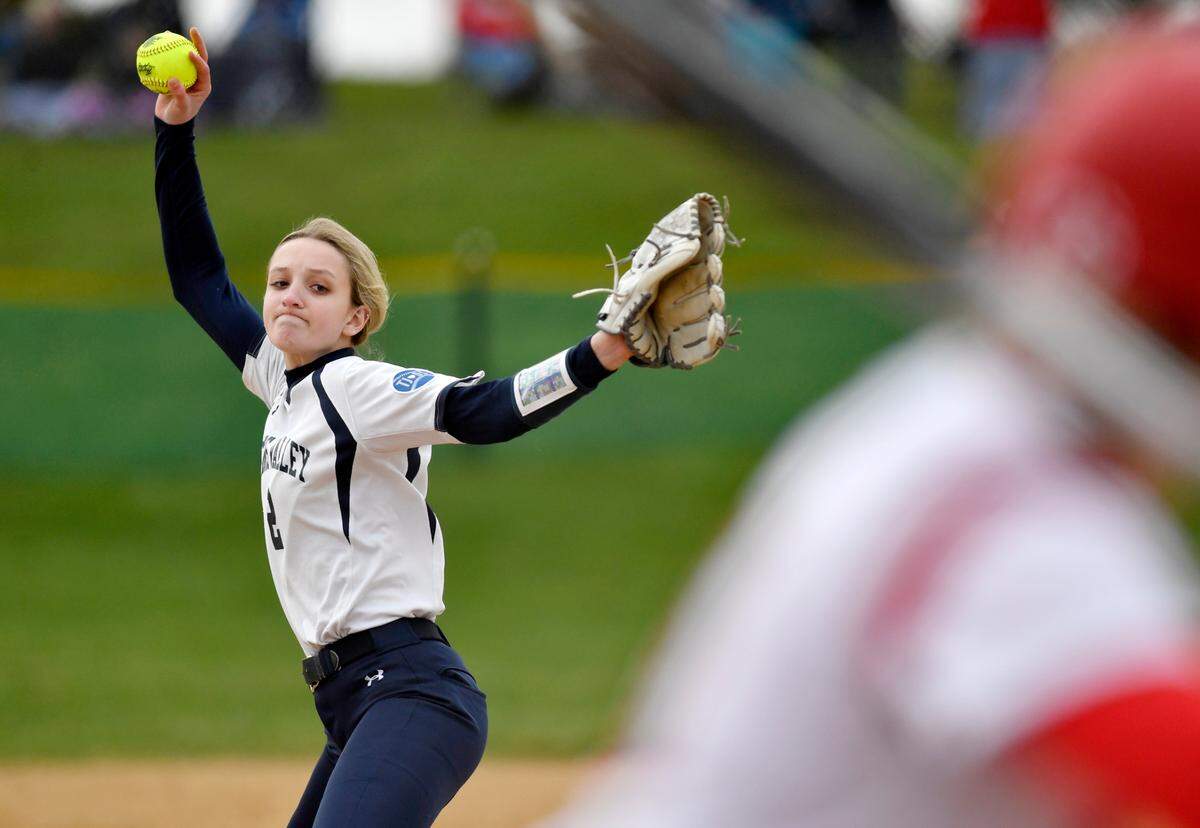 Penns Valley’s Taylor Bumgardner pitches during the game against Bellefonte on Monday, April 4, 2022.
