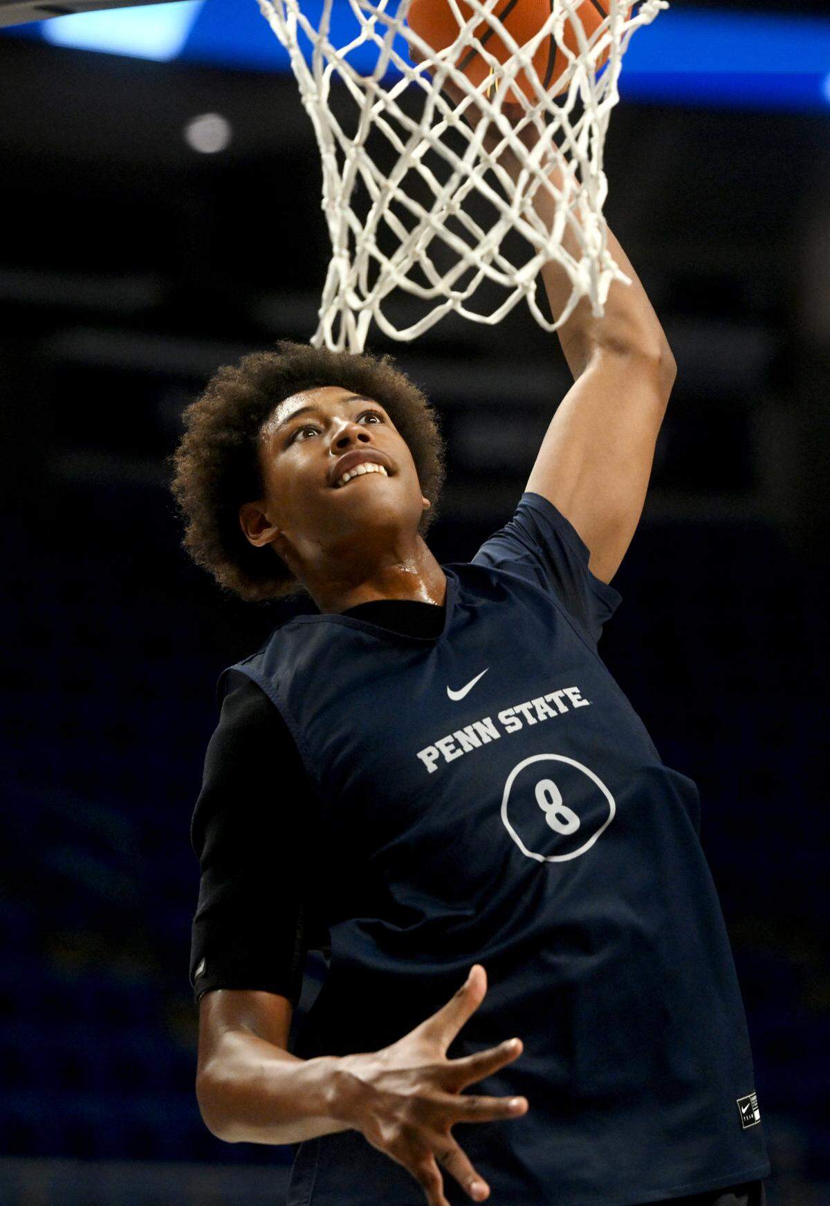 Penn State’s Miles Goodman goes in for a basket during practice on Wednesday, Oct. 23, 2024.