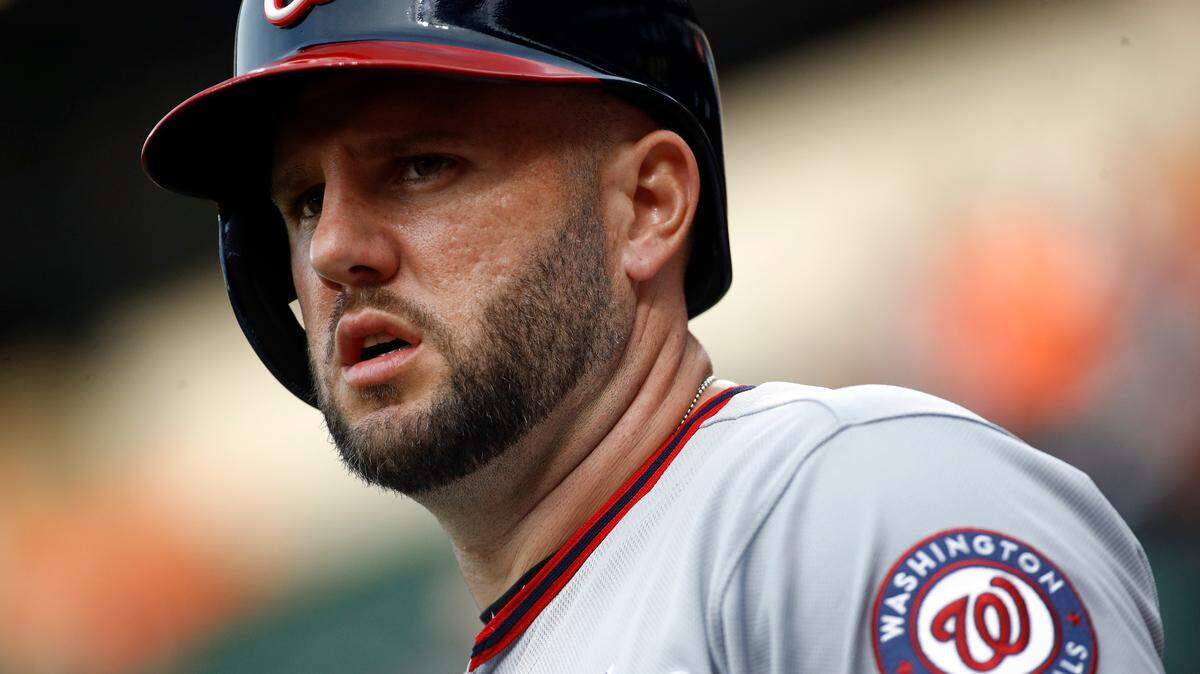 Washington Nationals’ Matt Adams prepares for an at-bat during a May game against the Baltimore Orioles, in Baltimore. The Nationals have traded second baseman Daniel Murphy to the Chicago Cubs and first baseman Matt Adams to the St. Louis Cardinals, essentially throwing in the towel on a disappointing season. The third-place Nationals announced the moves Tuesday, Aug. 21, 2018,  before beginning a three-game series against the Philadelphia Phillies.