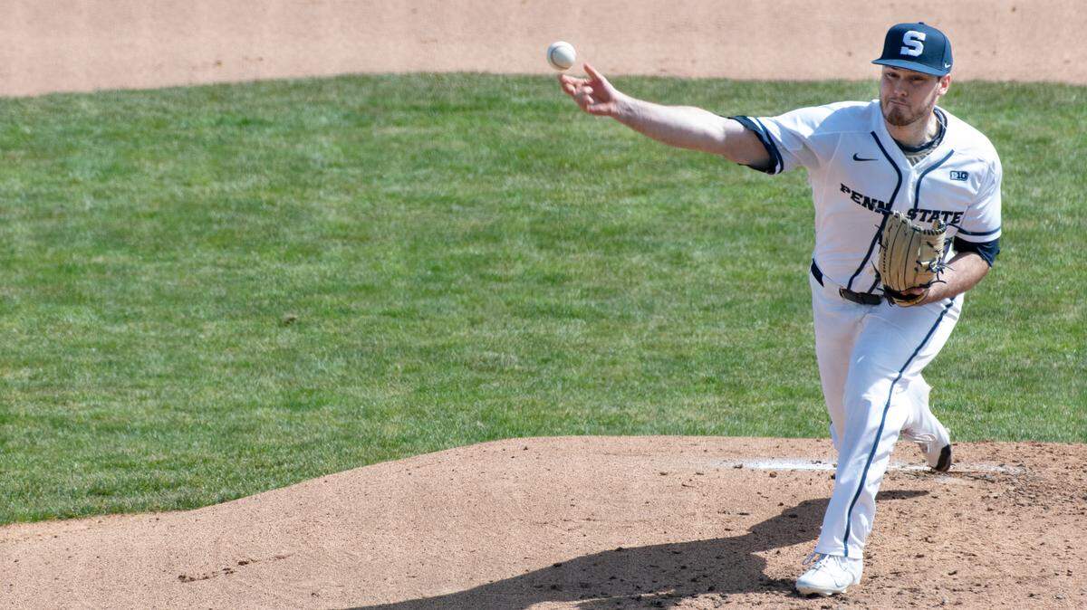 Penn State pitcher Conor Larkin (25) pitches the ball during Penn State Baseball’s game against Michigan at Medlar Field on Saturday, March 27, 2021 in University Park, PA.
