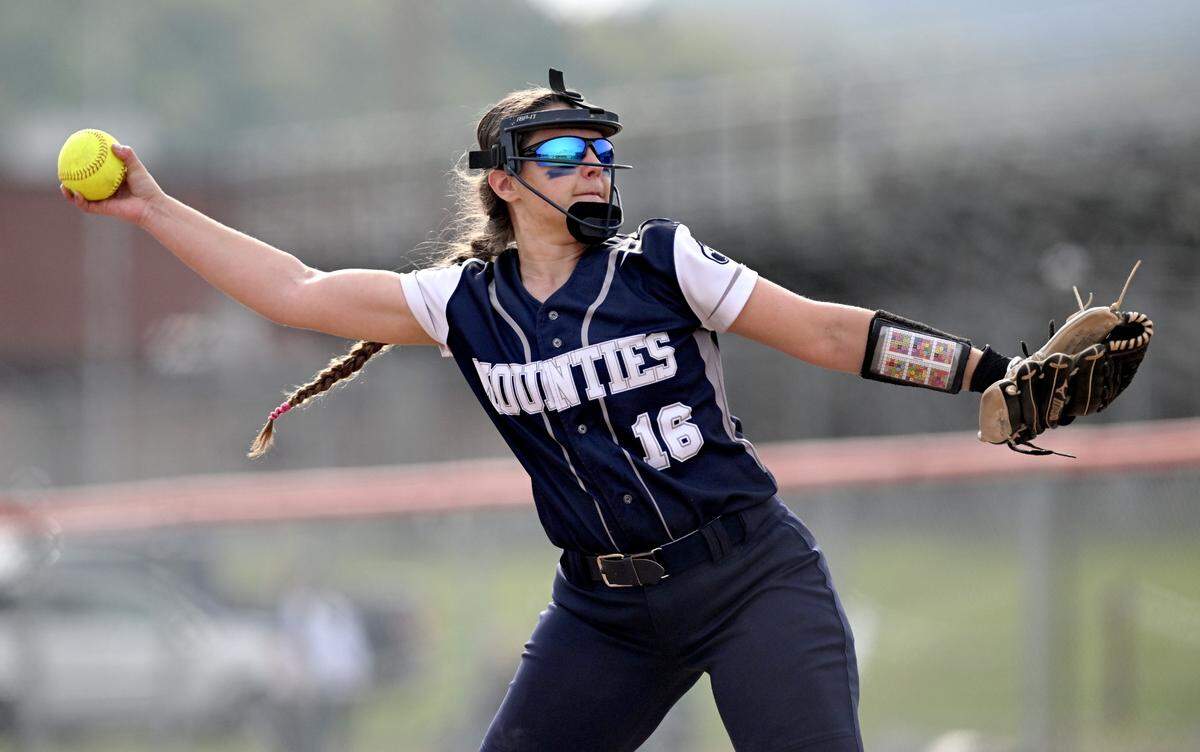 Philipsburg-Osceola’s Abby Vaux pitches during the game against Bald Eagle Area on Thursday, April 27, 2023.
