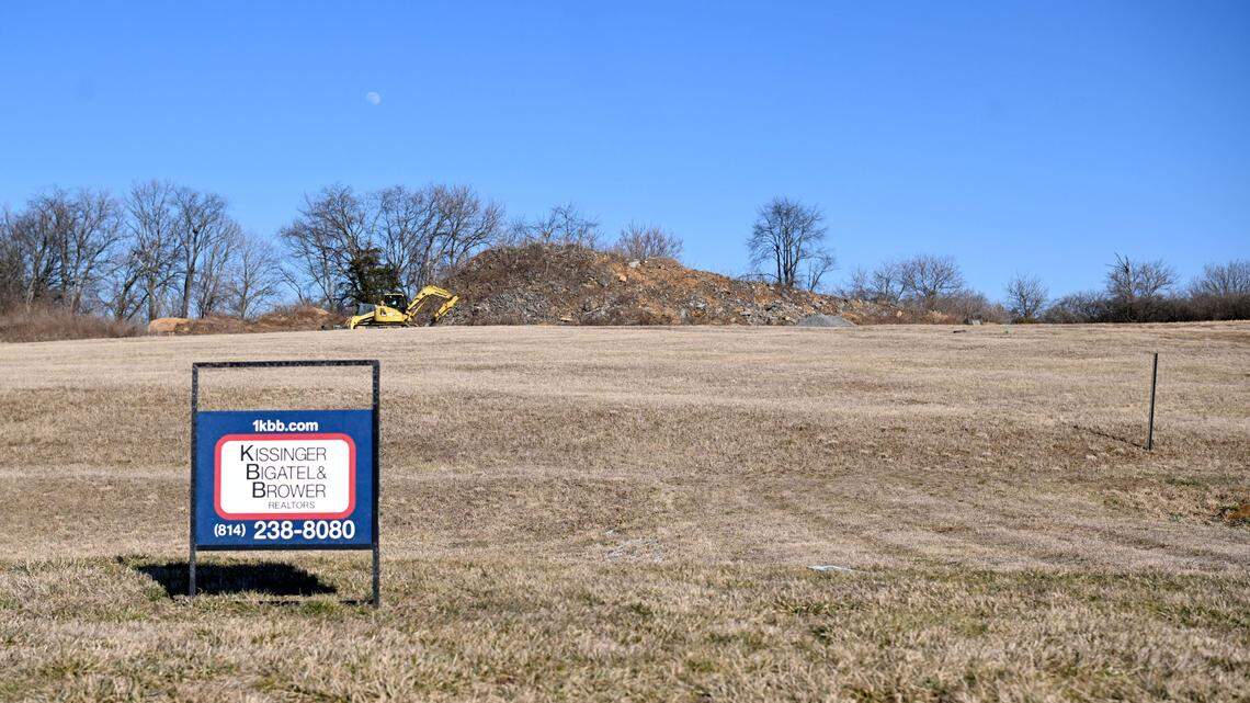 Land along Benner Pike where a hotel is proposed is pictured on Tuesday, Feb. 20, 2024.
