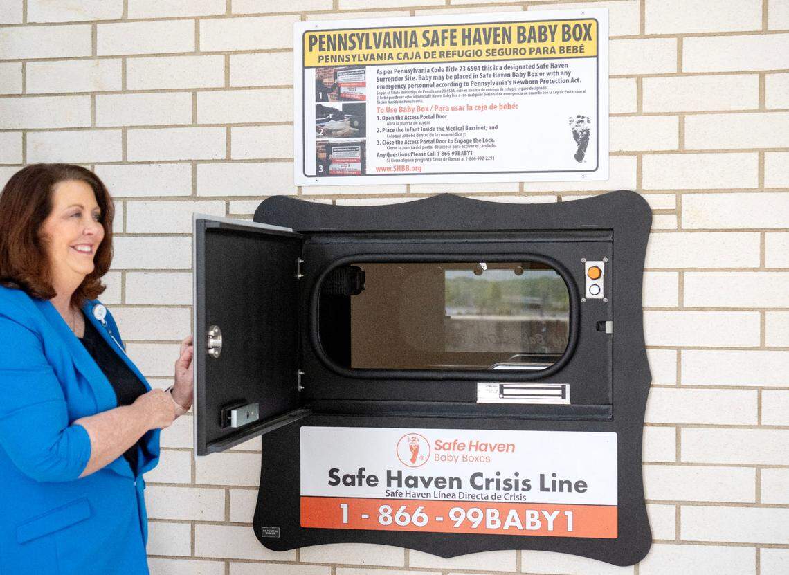 A safe haven baby box at Penn Highlands State College on Thursday, June 6, 2024.