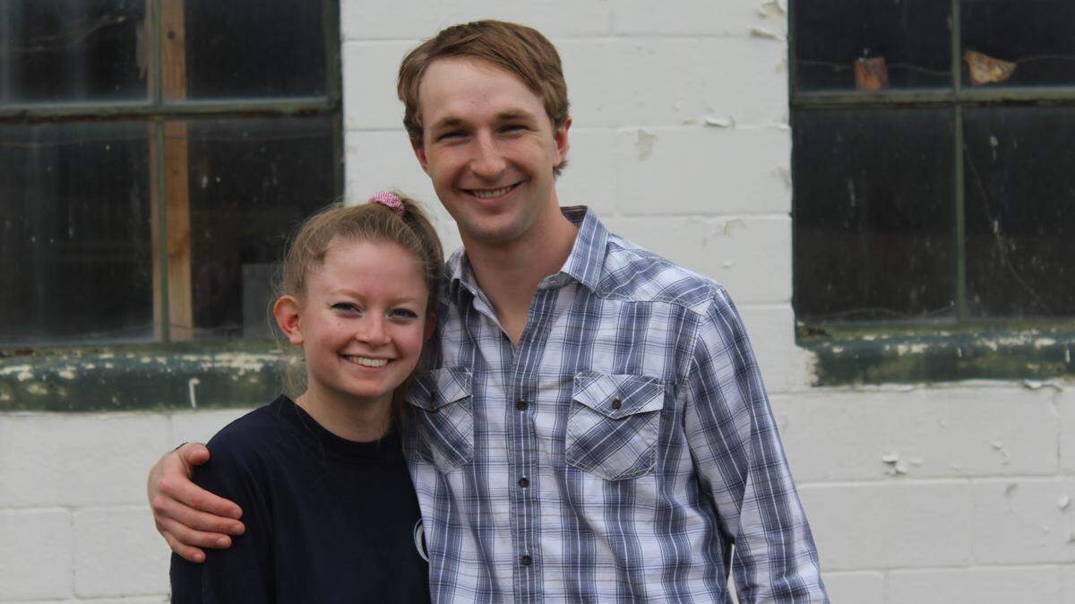 St. Joseph’s Catholic Academy’s Anna Griggs and Jack Mangene pose for a photo together at Harvest Fields in Boalsburg. The two recently graduated seniors both won their school’s Snyder Awards.