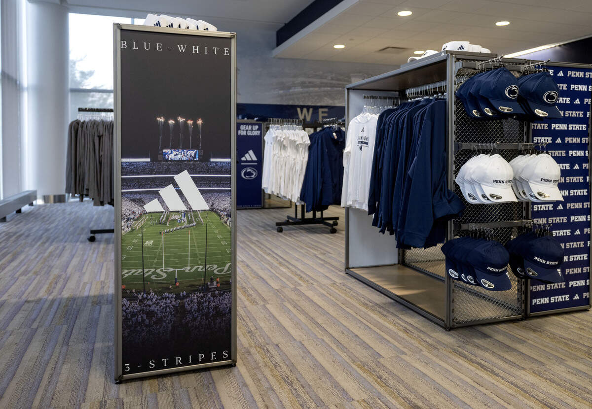 Penn State adidas gear for sale in the pop-up shop in Pegula Ice Arena.