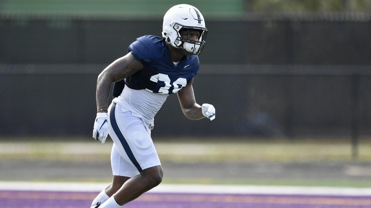 Penn State safety Lamont Wade runs a play during practice on Saturday, Dec. 29, 2018. Penn State football is practicing for the Citrus Bowl against Kentucky.