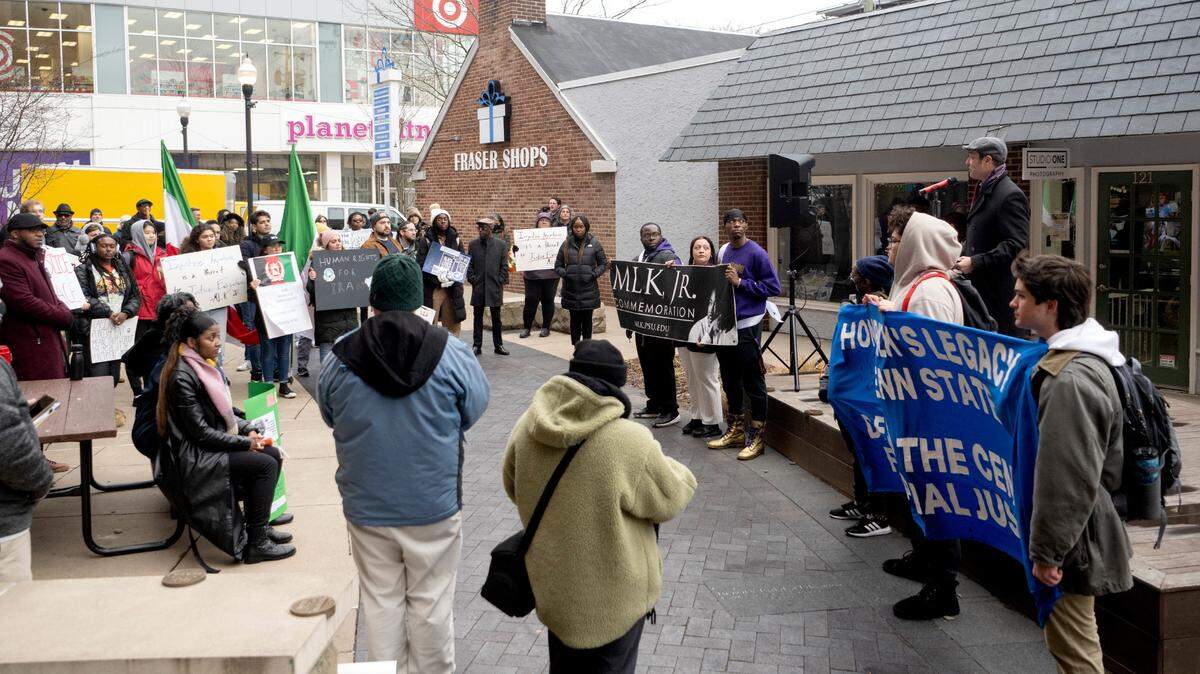 State College mayor Ezra Nanes speaks to the students and community members who joined together for the Martin Luther King Jr. Week Peace March on Wednesday, Jan. 18, 2023.  