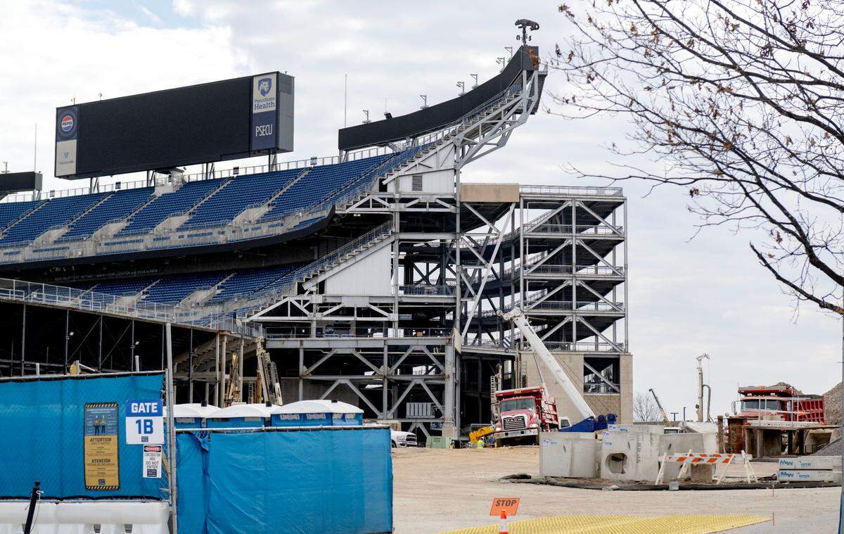 Construction on the west side of Beaver Stadium on Wednesday, March, 12, 2025.