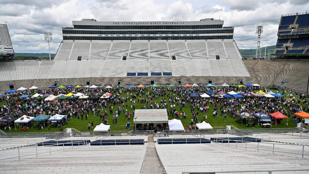 An overview of the Hoppy Valley Brewers Fest at Penn State’s Beaver Stadium on Saturday. About 3,000 people attended, according to organizers.