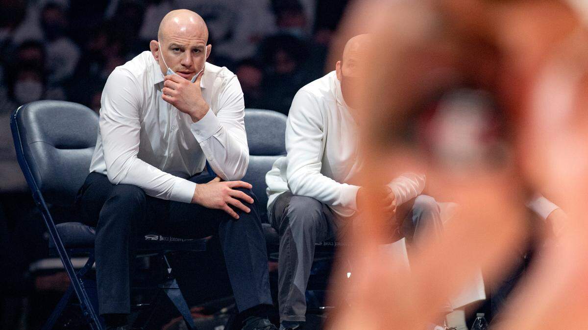 Penn State wrestling coach Cael Sanderson, pictured in February at the Bryce Jordan Center, has agreed to a contract extension, a university spokesperson said.